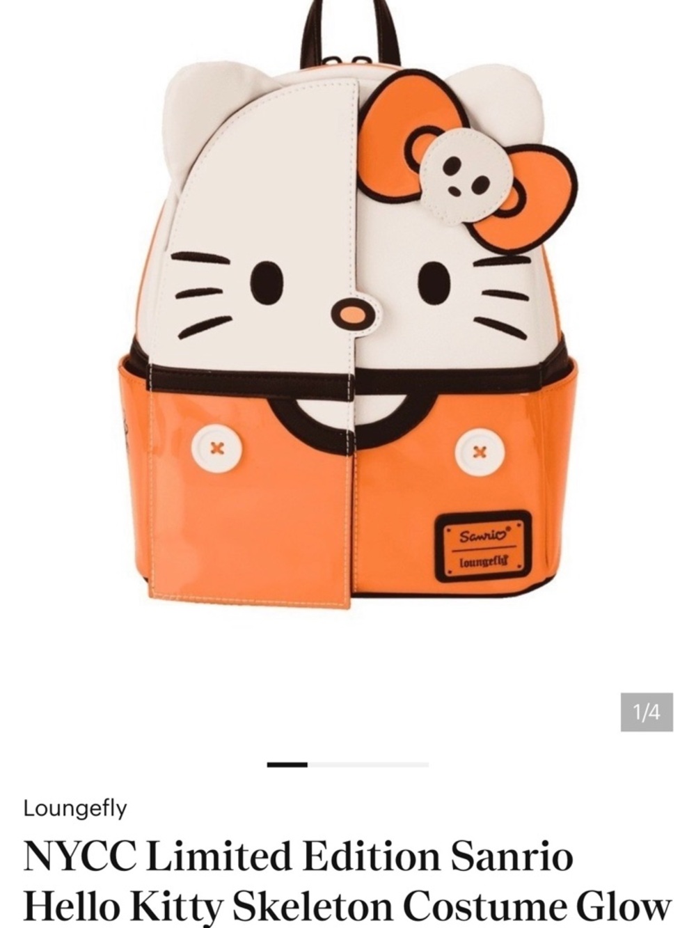 Loungefly Hello Kitty Skeleton Costume Mini Backpack - White & Orange